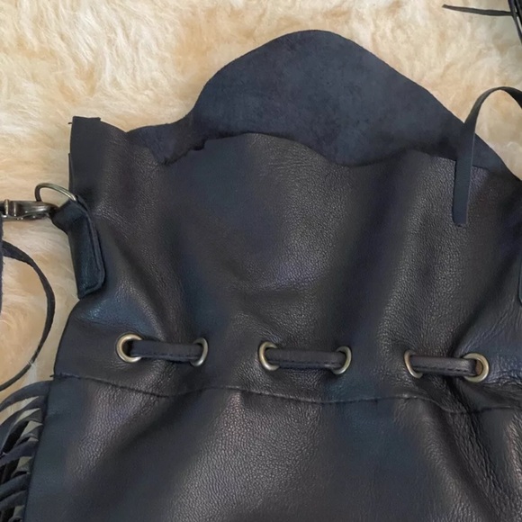 Black Spell & the Gypsy Dreamweaver Black | Black Leather Fringe Boho Crossbody - Picture 4 of 15